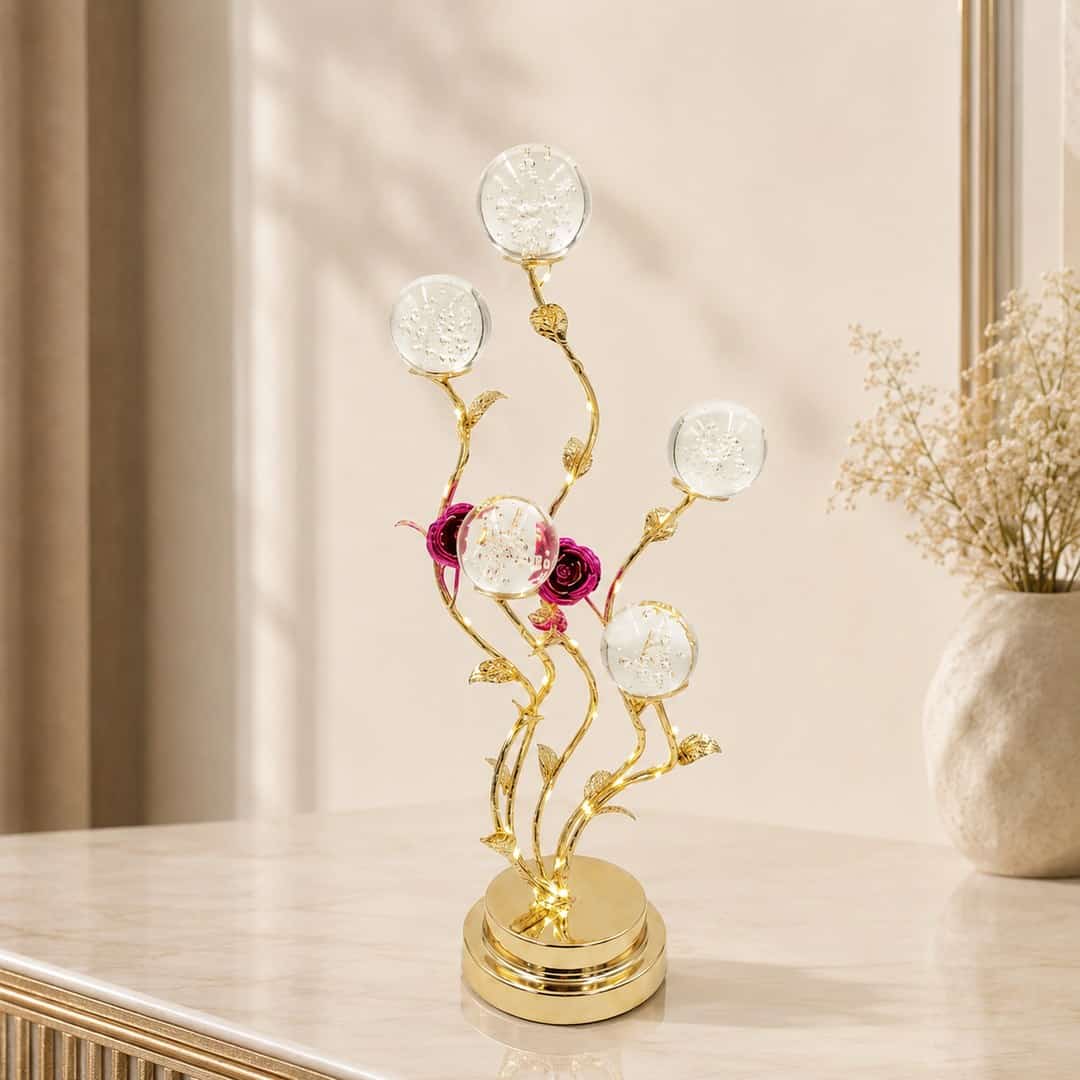 Pink Crystal Flower Showpiece preview image 1