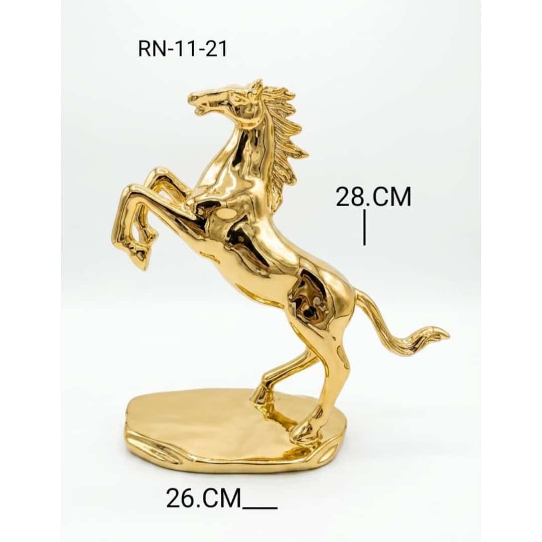 Golden Rearing Horse Sculpture preview image 2