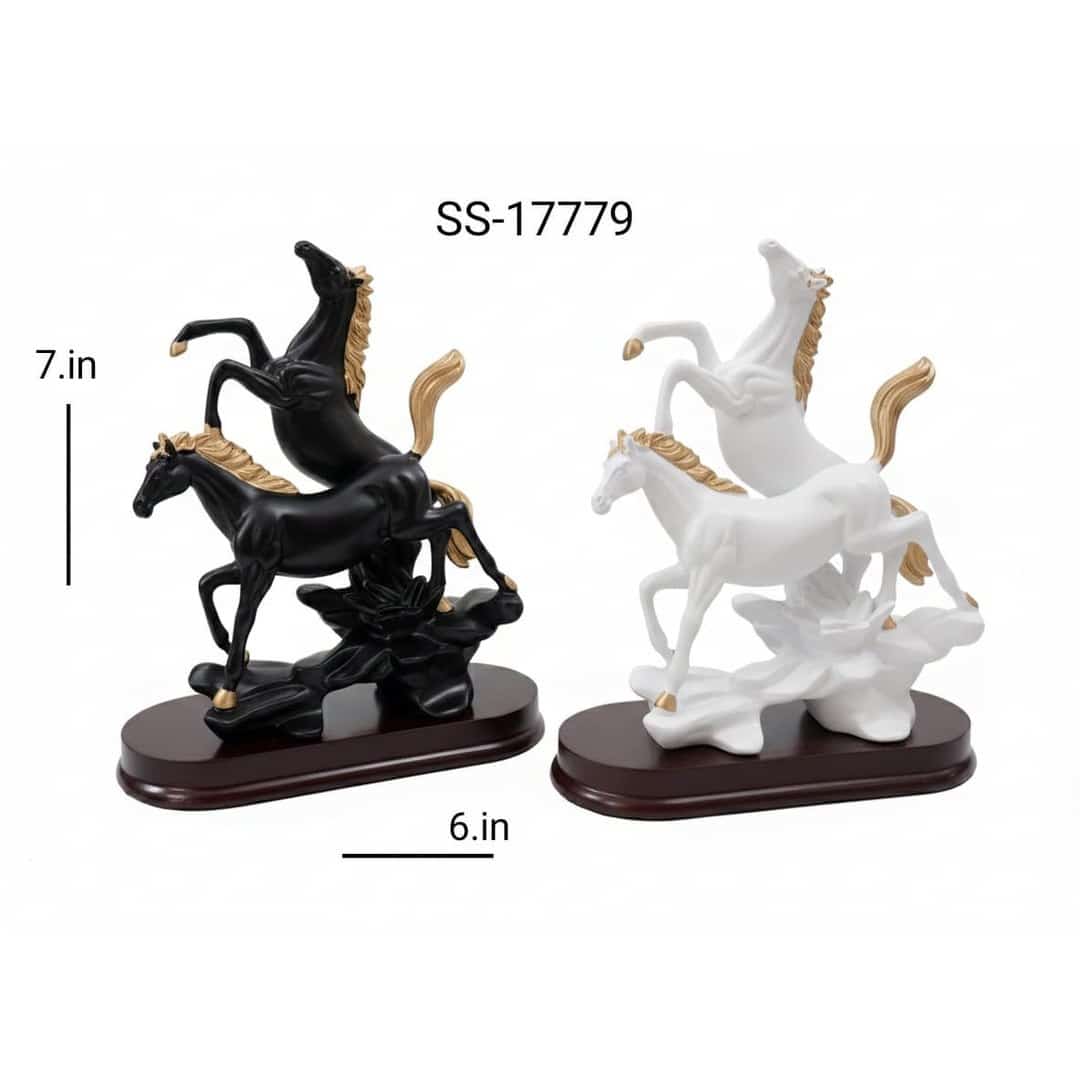 Black White Horse Pair Sculpture preview image 2