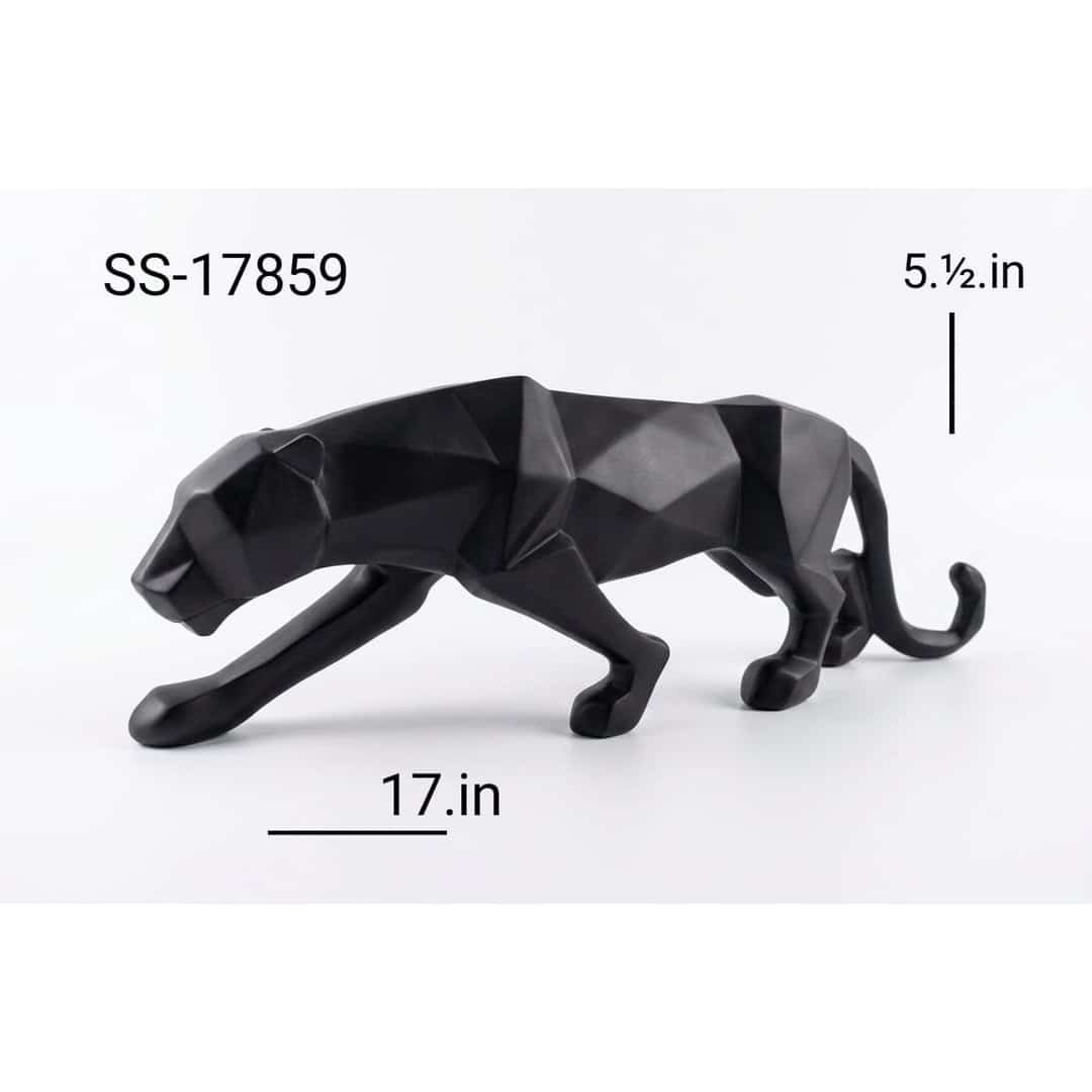 Black Geometric Panther Sculpture preview image 2