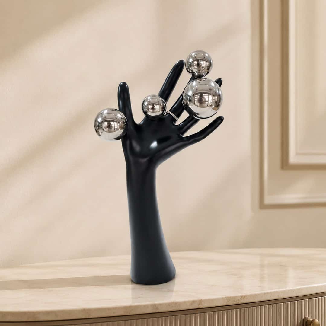 Black Branch Silver Orb Sculpture preview image 1