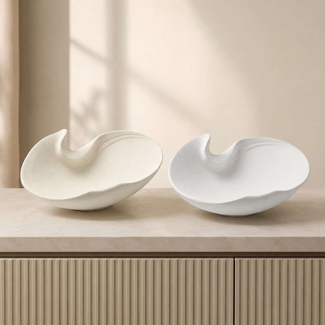 White Sculptural Ceramic Bowl Set preview image 1