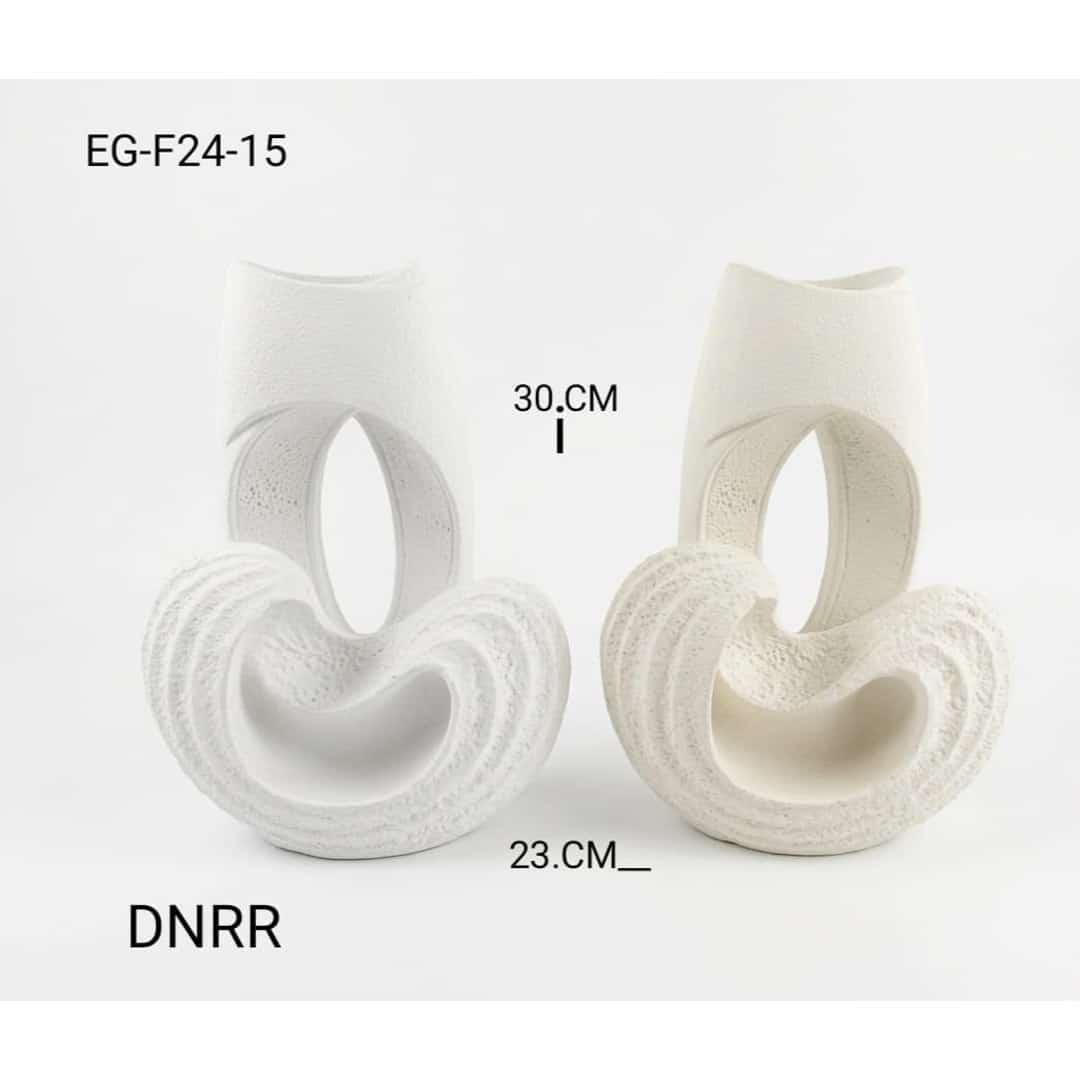 White Ceramic Loop Vase Set preview image 2
