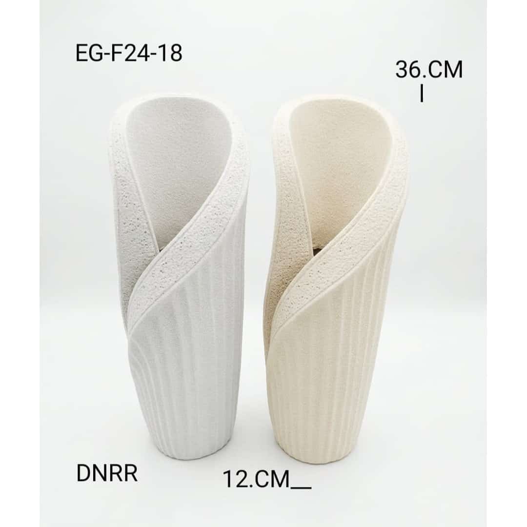 Slim White Sculptural Vase Pair preview image 2