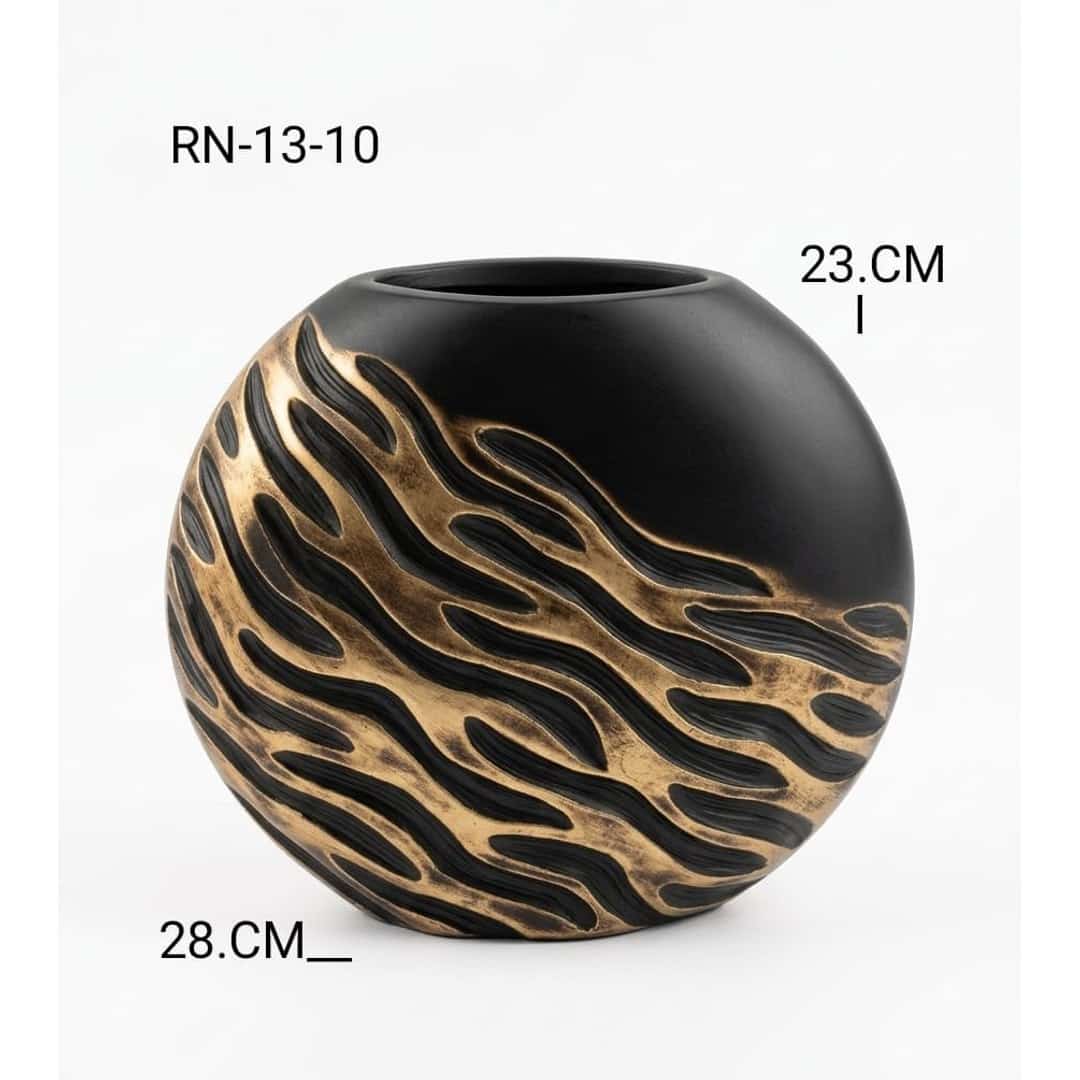 Black Bronze Pattern Round Vase preview image 2