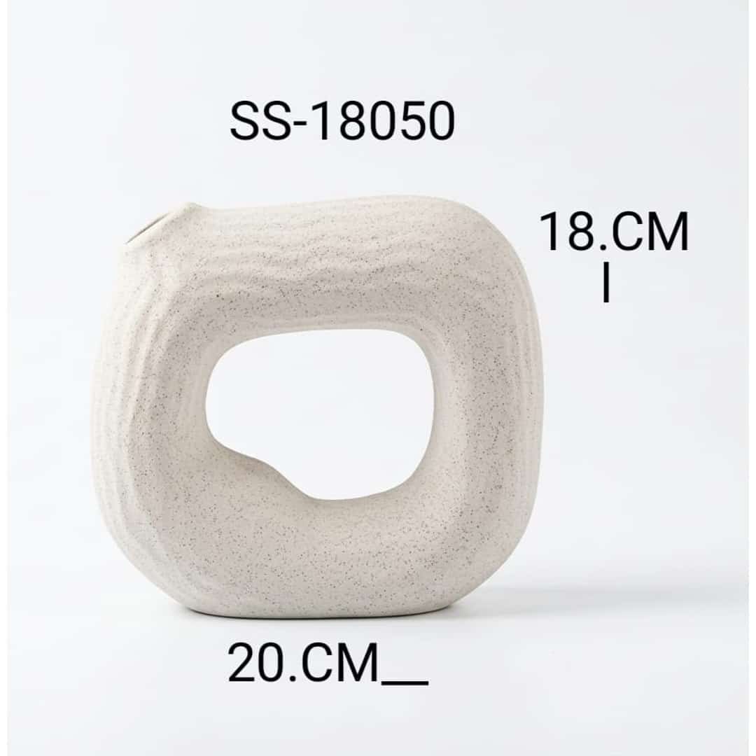 White Speckled Round Ceramic Vase preview image 2