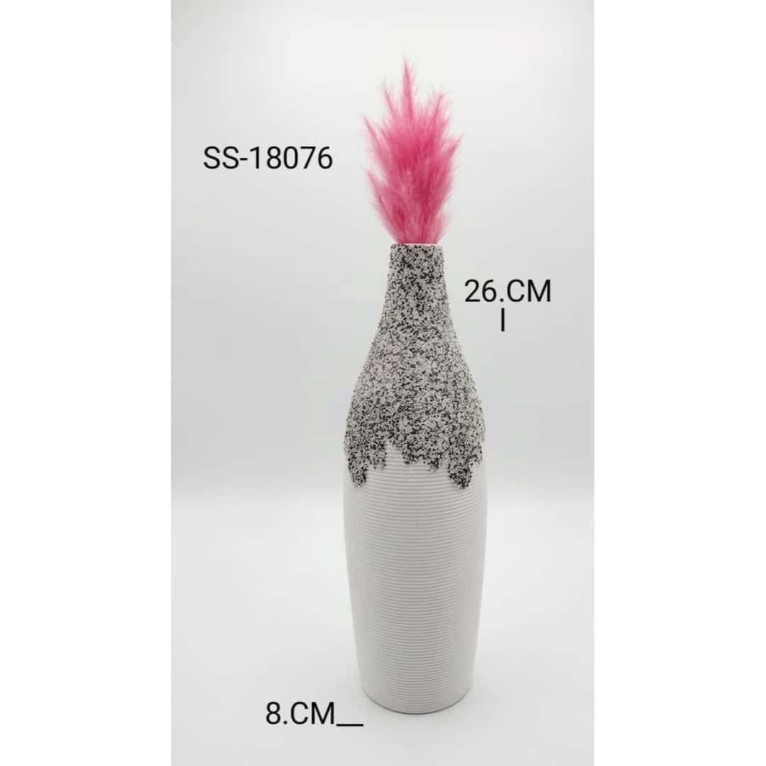 Pink Plume White Ceramic Vase preview image 2