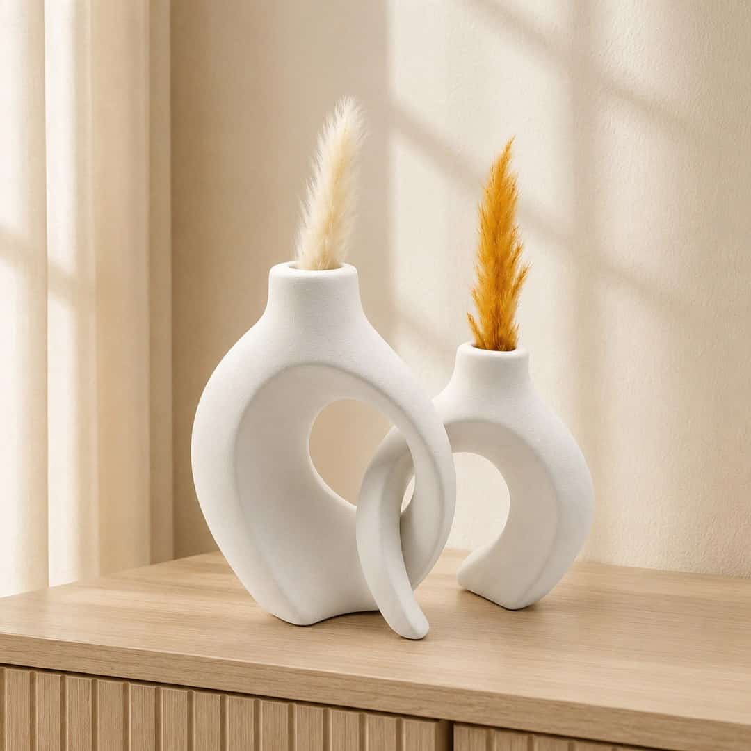 Twin Sculptural Pampas Vase Set preview image 1