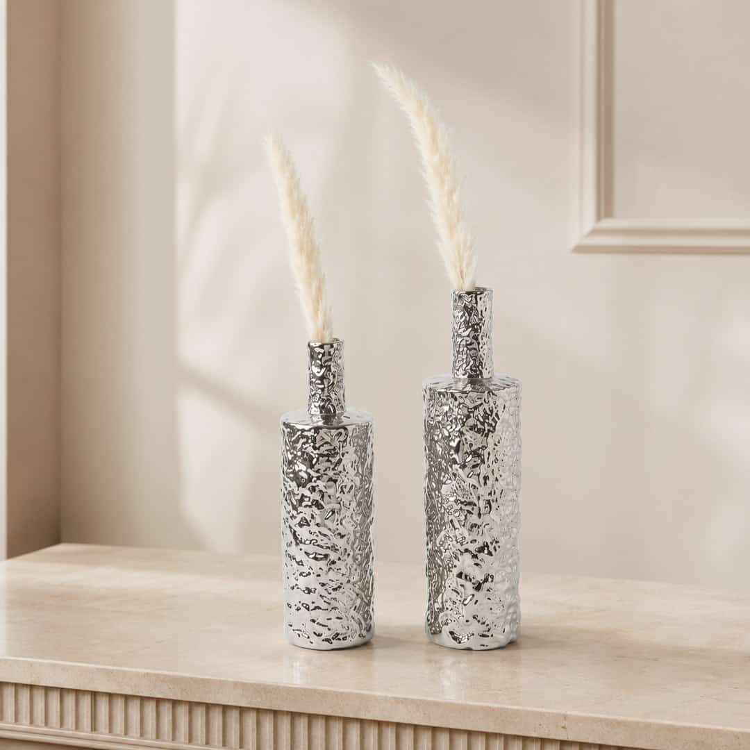 Silver Pampas Decorative Vase Set preview image 1