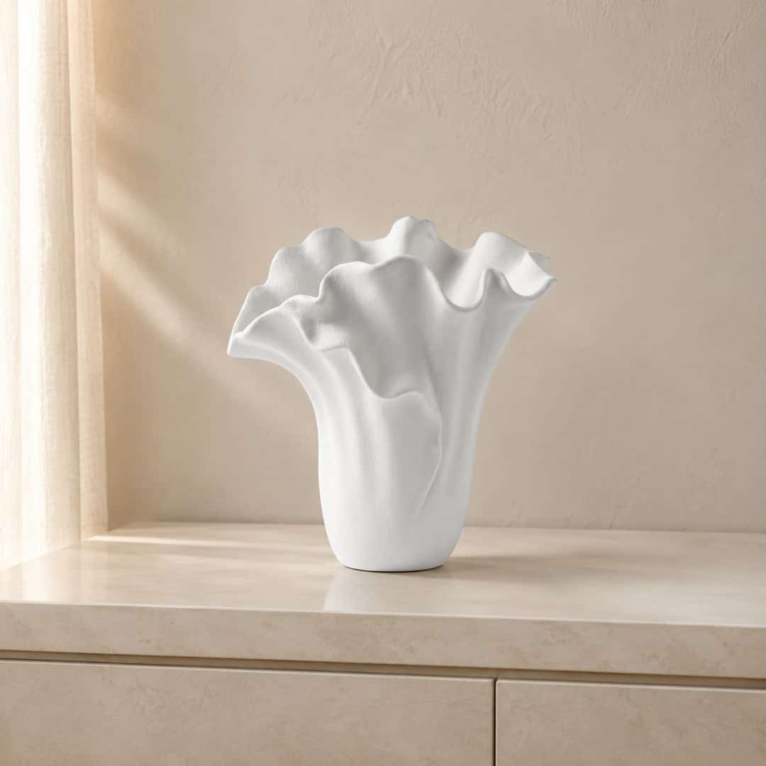 Wavy White Ceramic Vase preview image 1