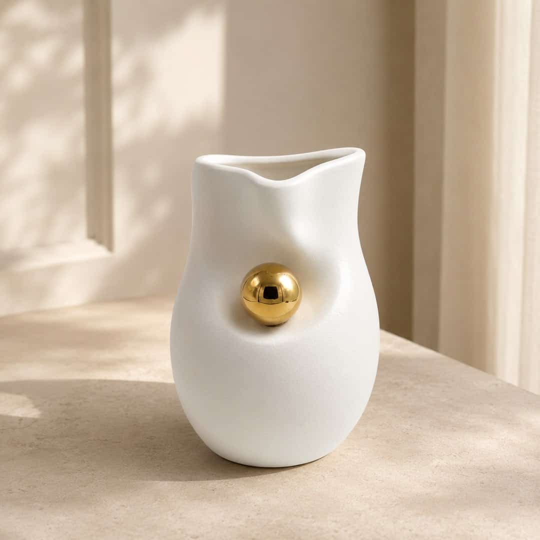 White Gold-Orb Sculptural Vase preview image 1