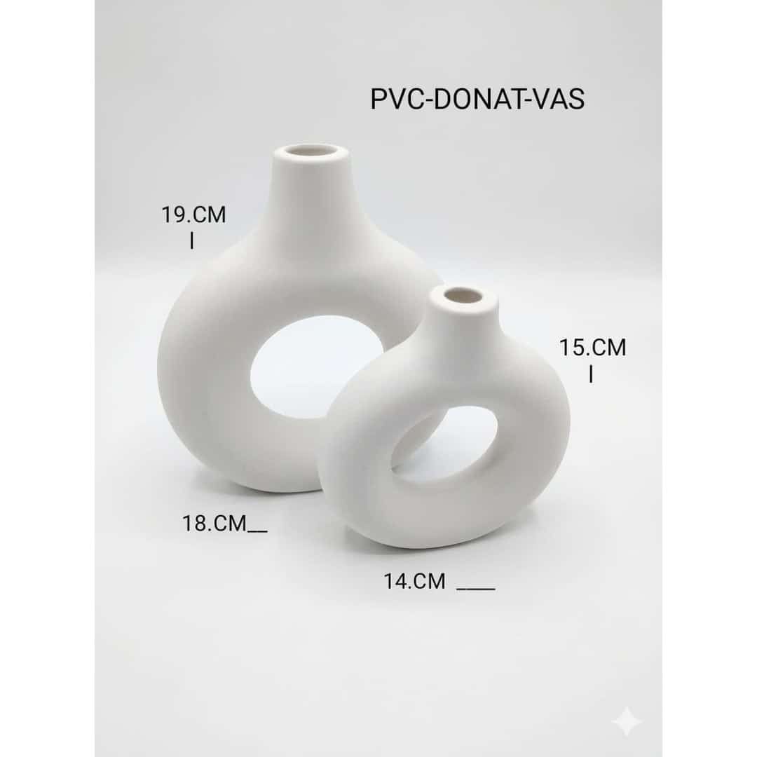 White Torus Decorative Vase Pair preview image 2