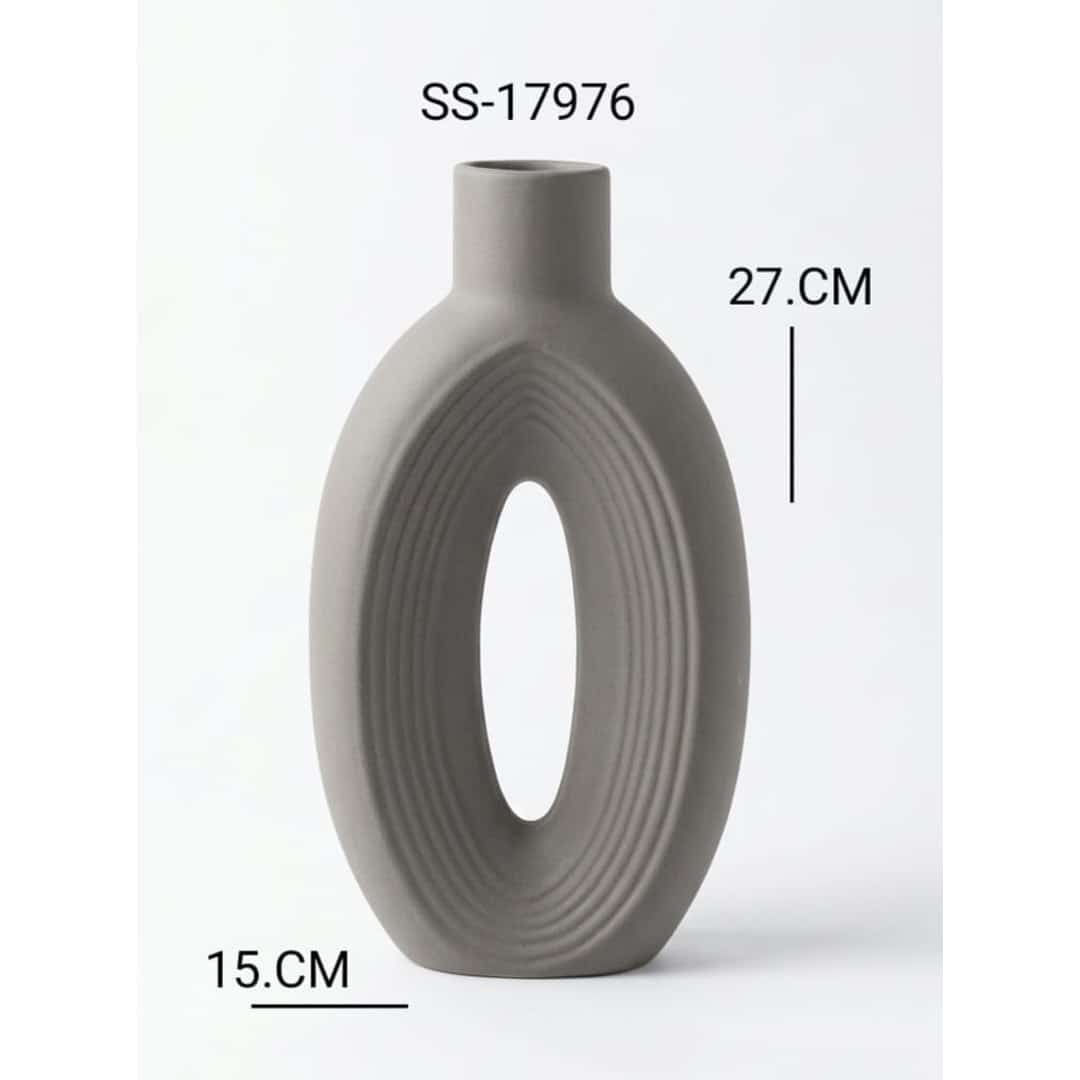 Gray Ribbed Loop Decorative Vase preview image 2