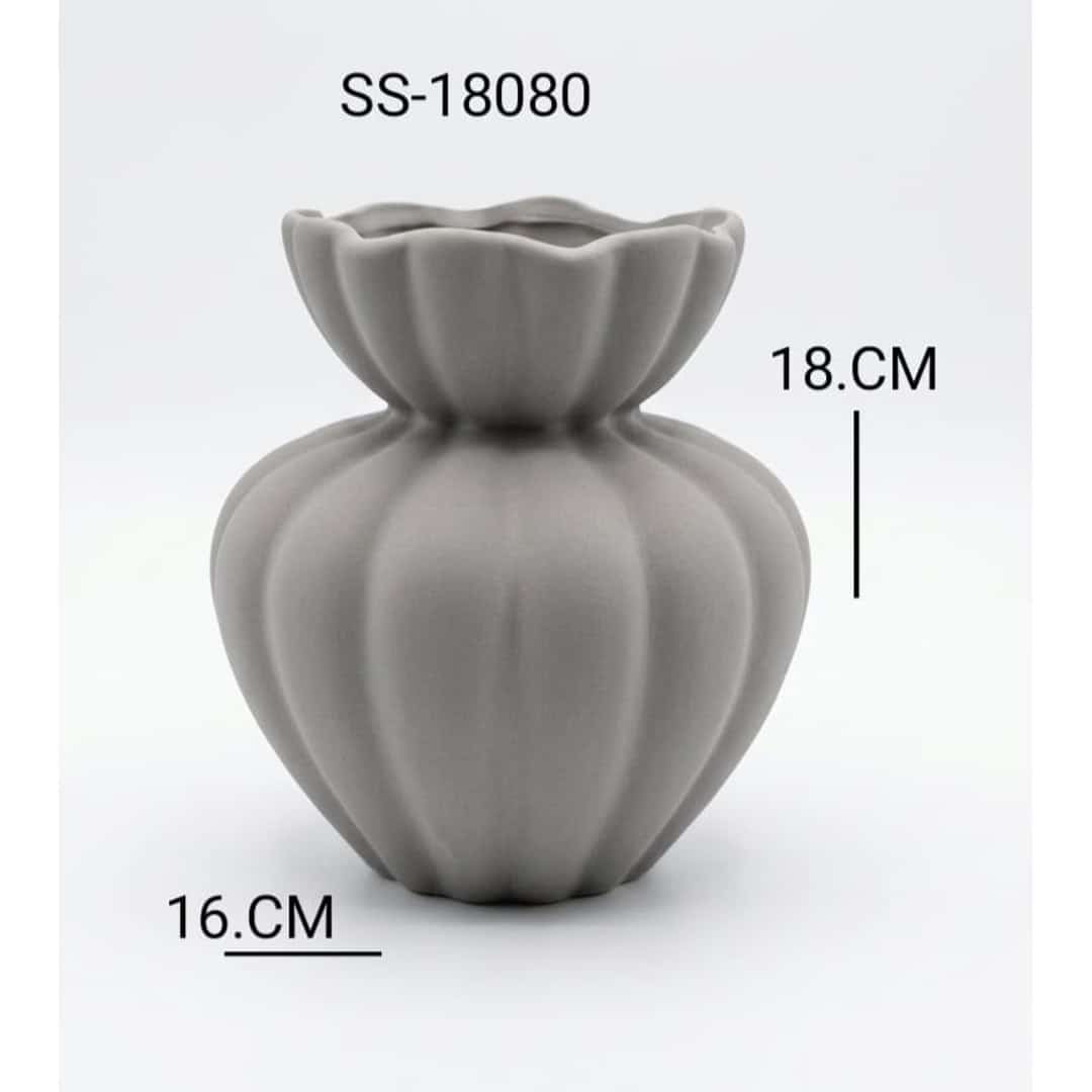Gray Fluted Decorative Vase preview image 2