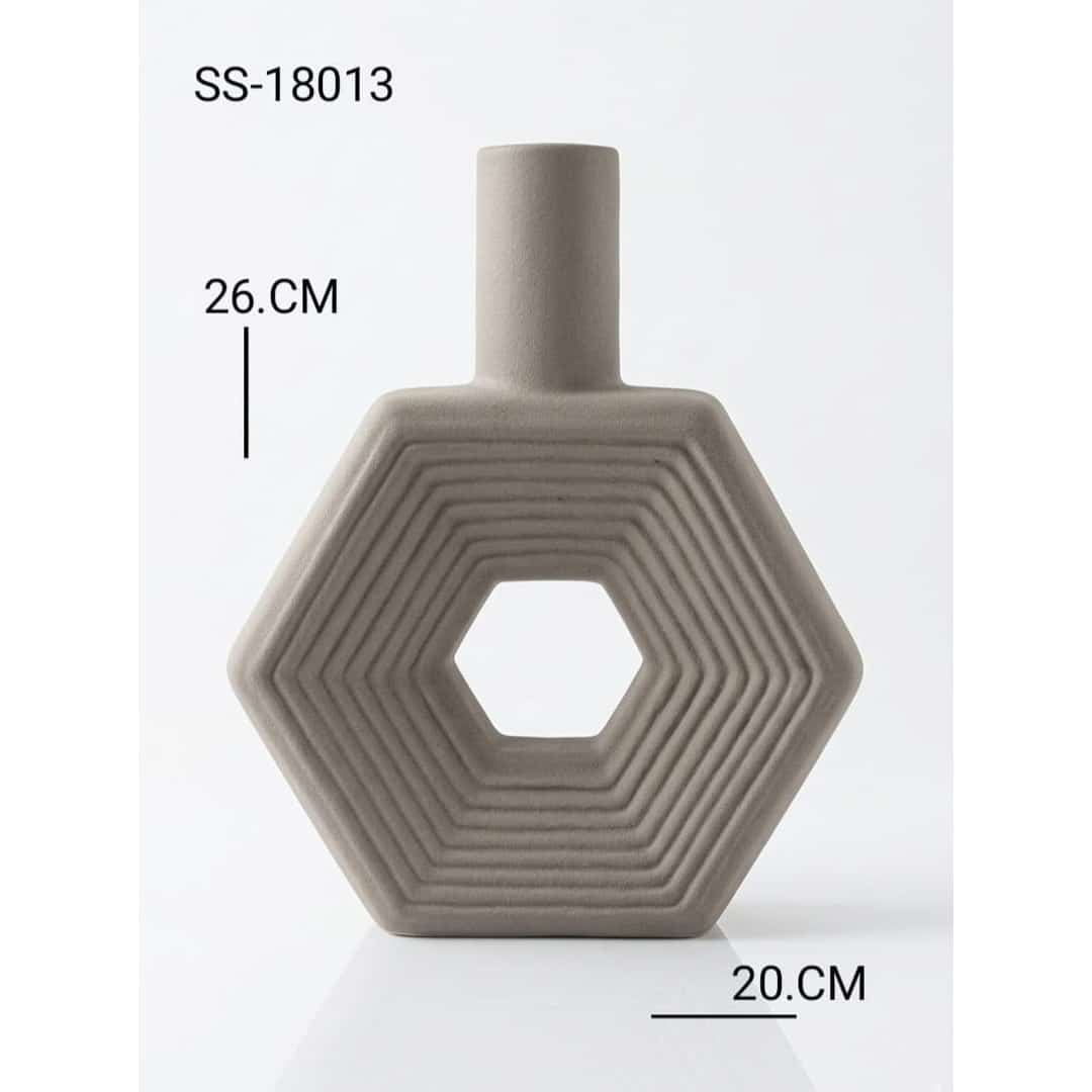 Gray Hexagon Sculptural Vase preview image 2