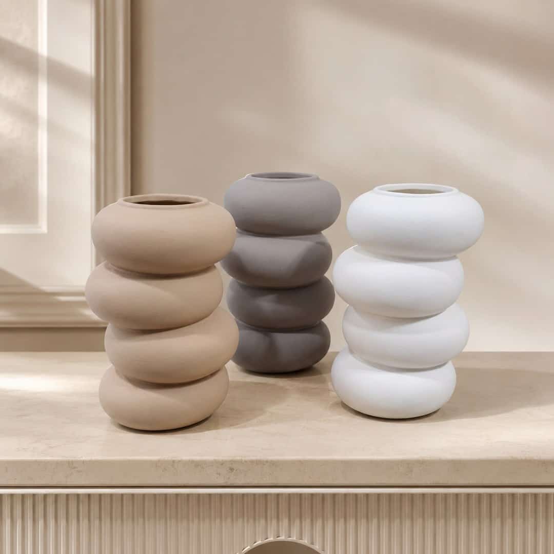 Neutral Stacked Sculptural Vase preview image 1