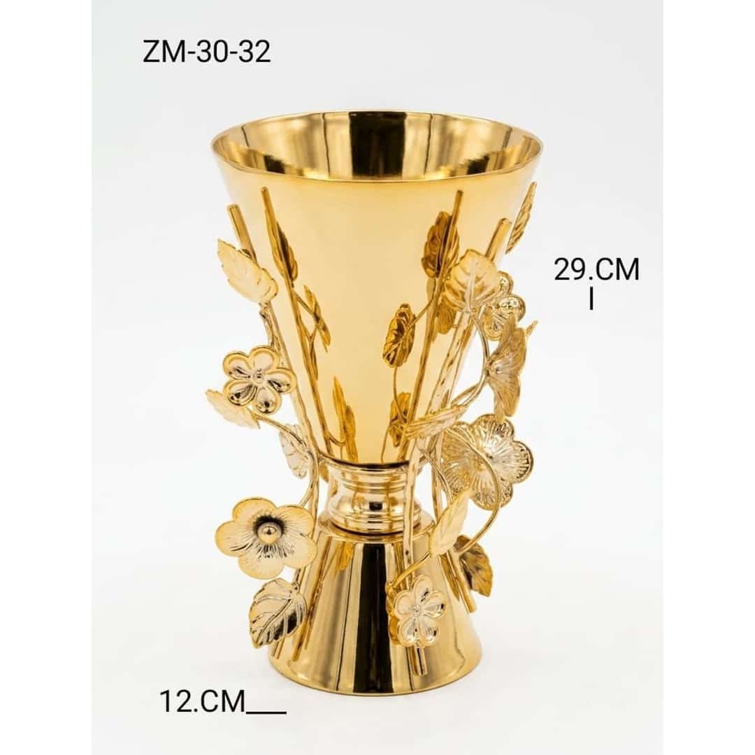 Gold-Tone Floral Urn Vase preview image 2