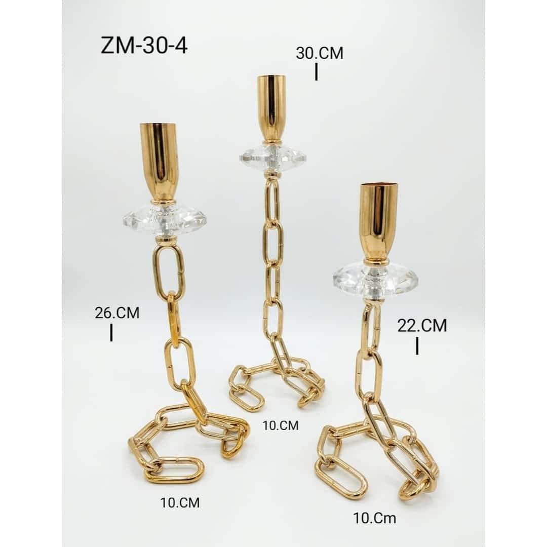 Gold Chain-Link Candleholder Set preview image 2