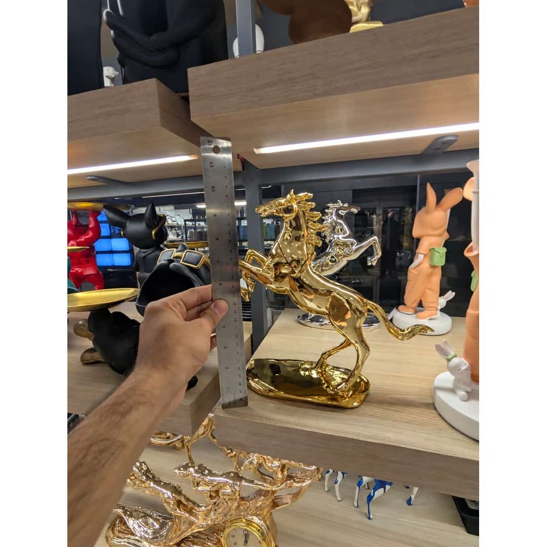 Golden Rearing Horse Sculpture preview image 2