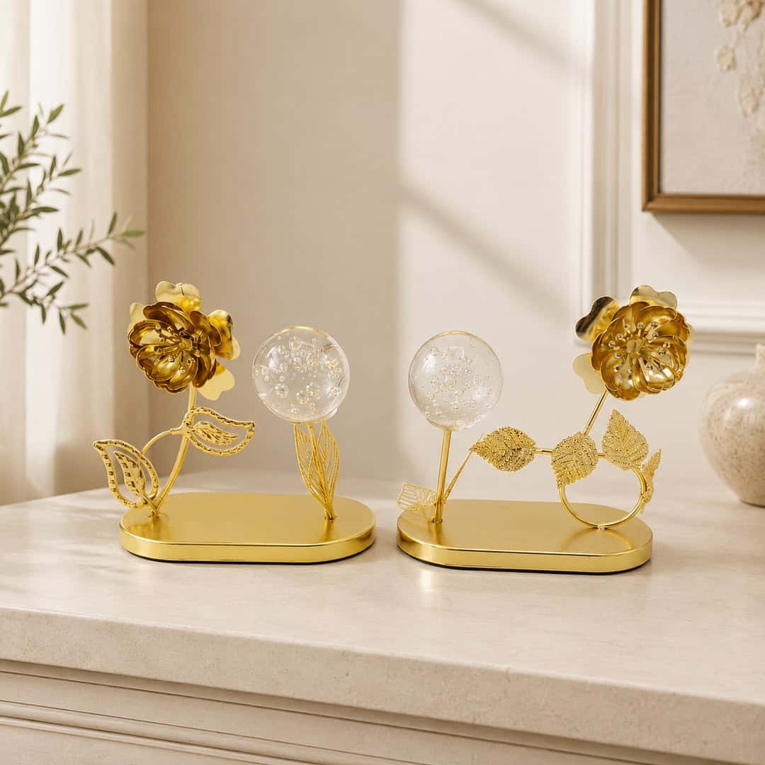 Golden Rose Crystal Decor Set