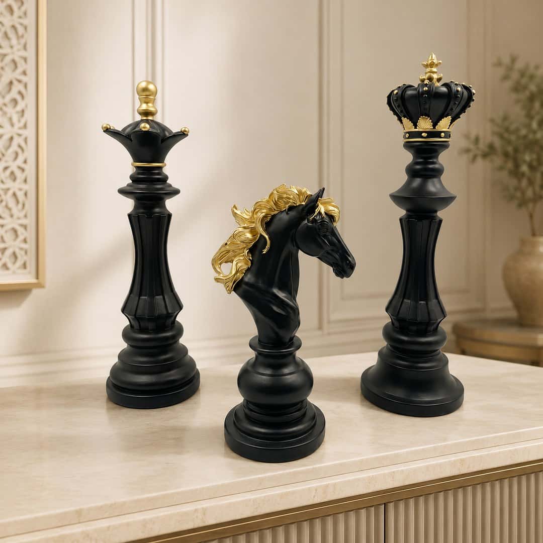 Black Gold Chess Sculpture Set