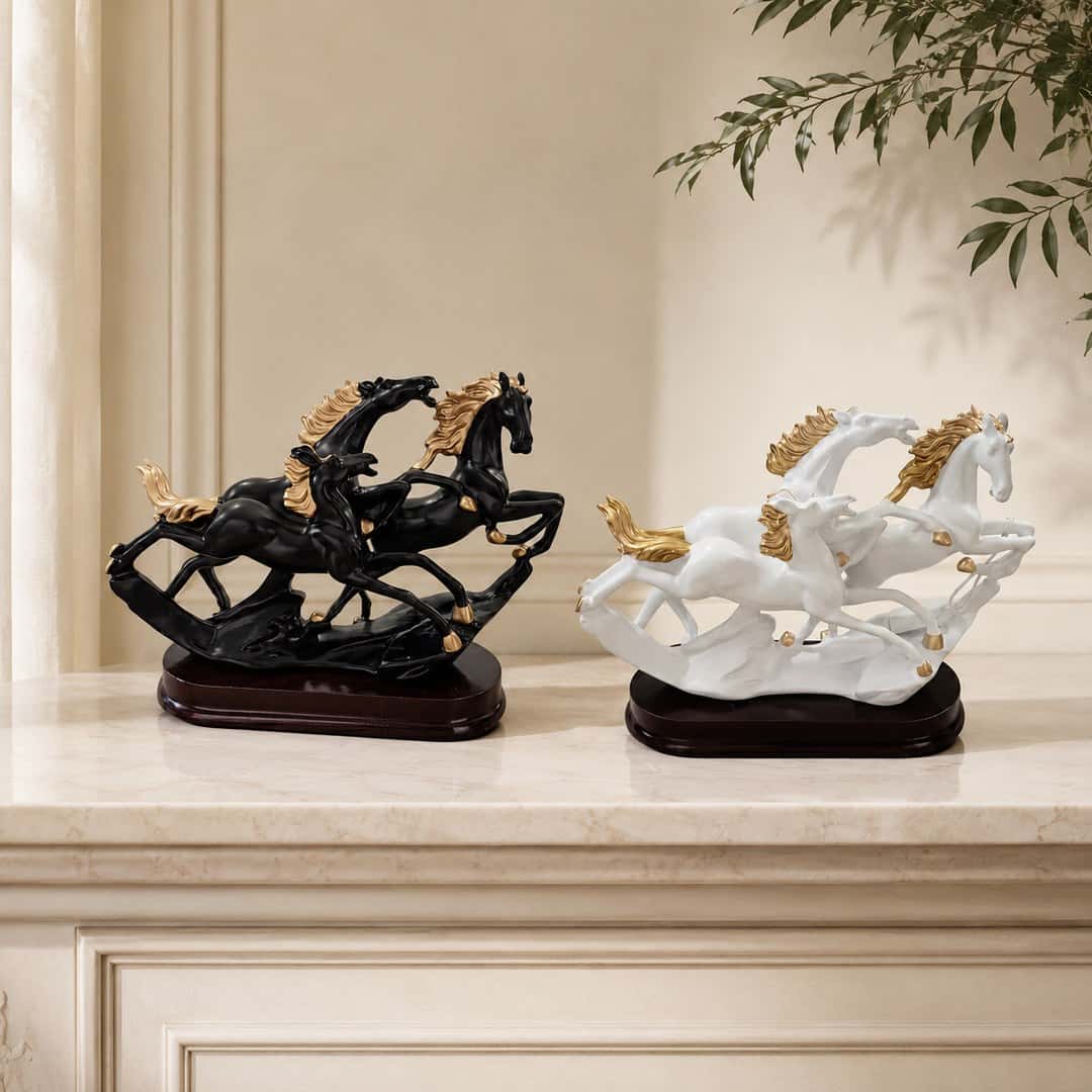 Galloping Horse Sculpture Set