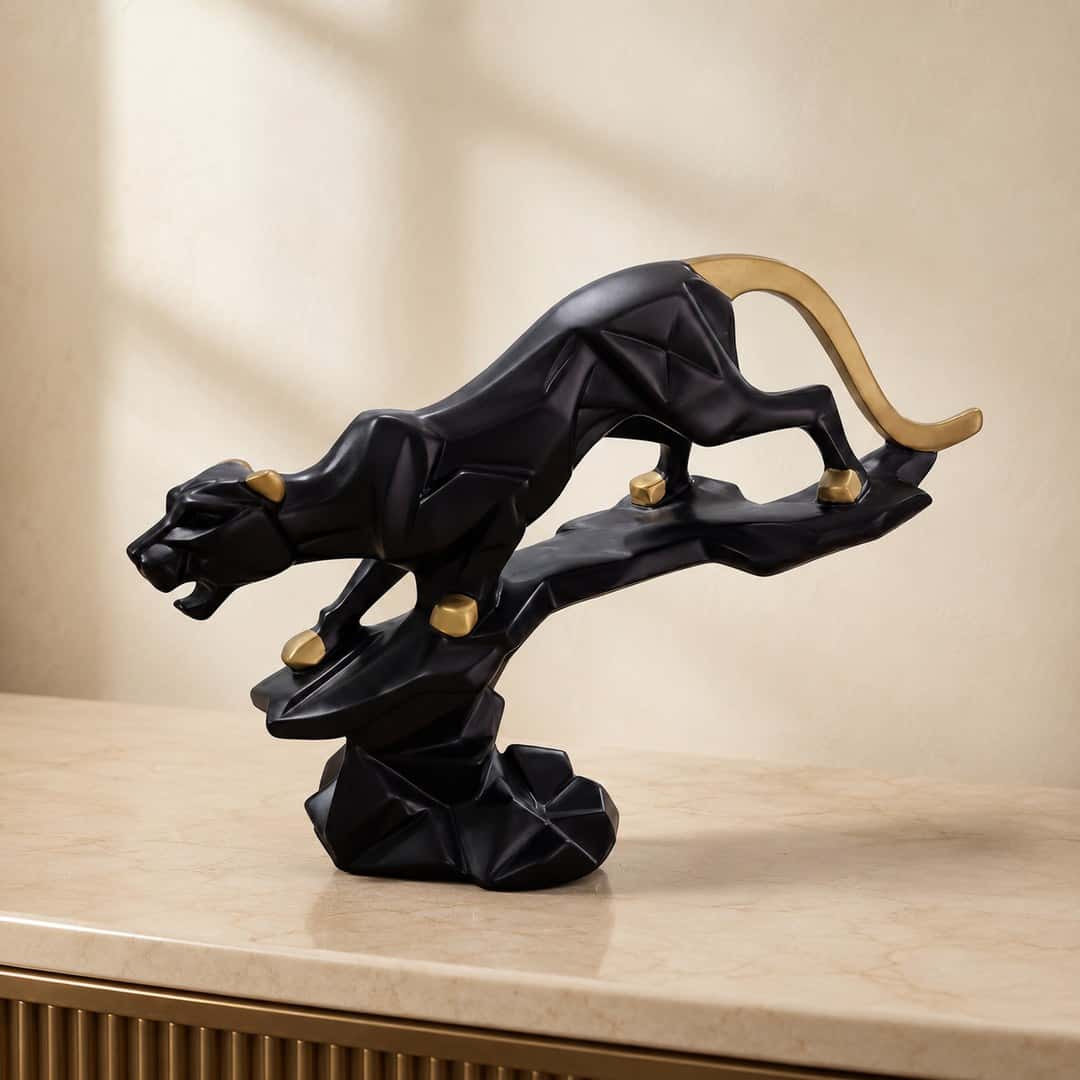 Black Gold Panther Sculpture