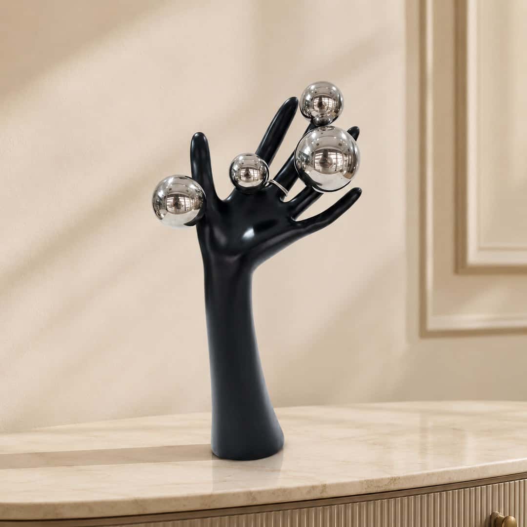 Black Branch Silver Orb Sculpture