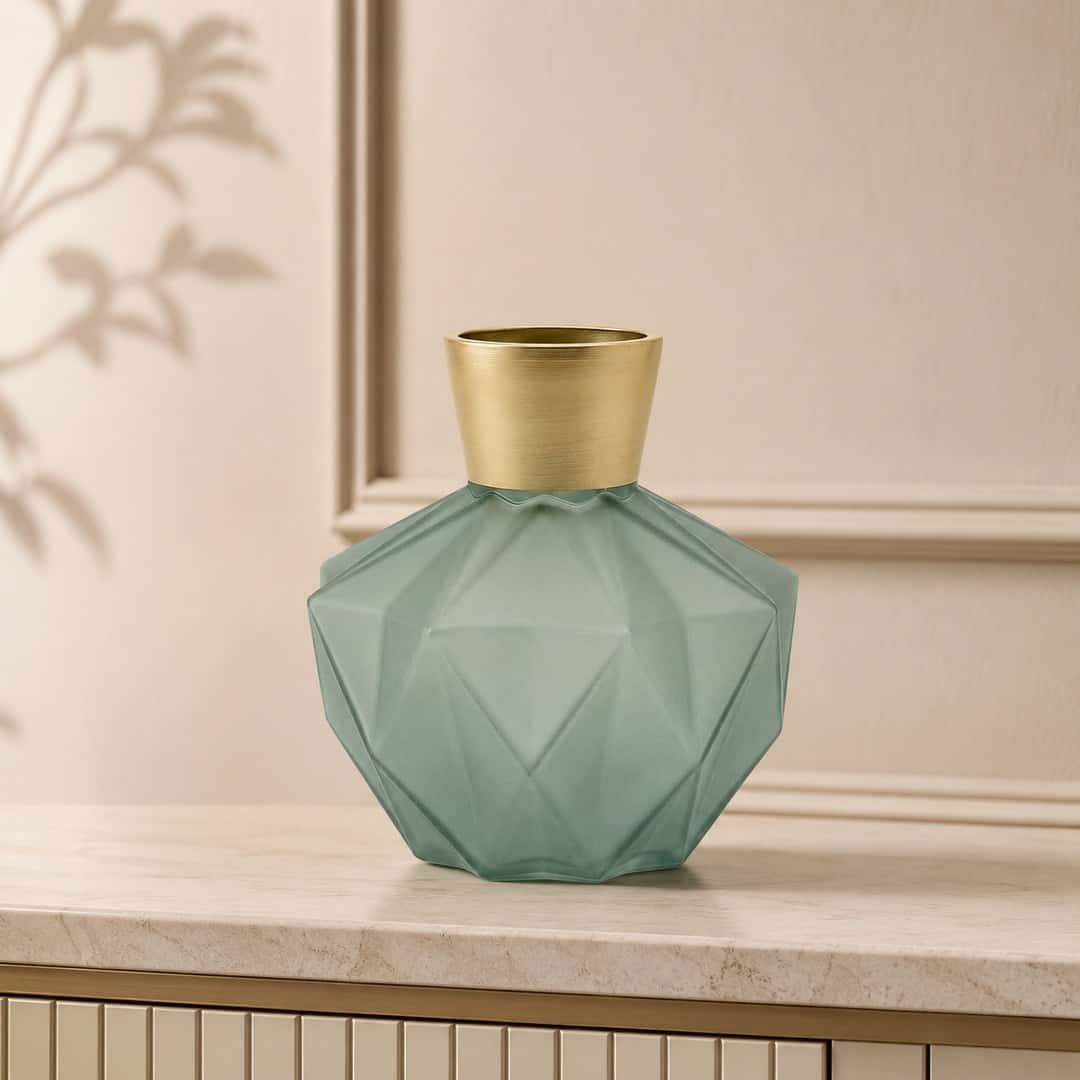 Seafoam Geometric Decorative Vase