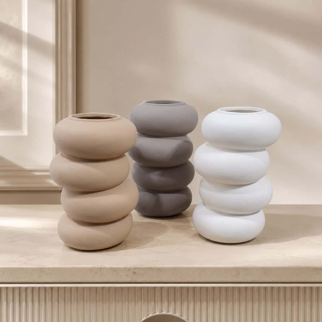 Neutral Stacked Sculptural Vase