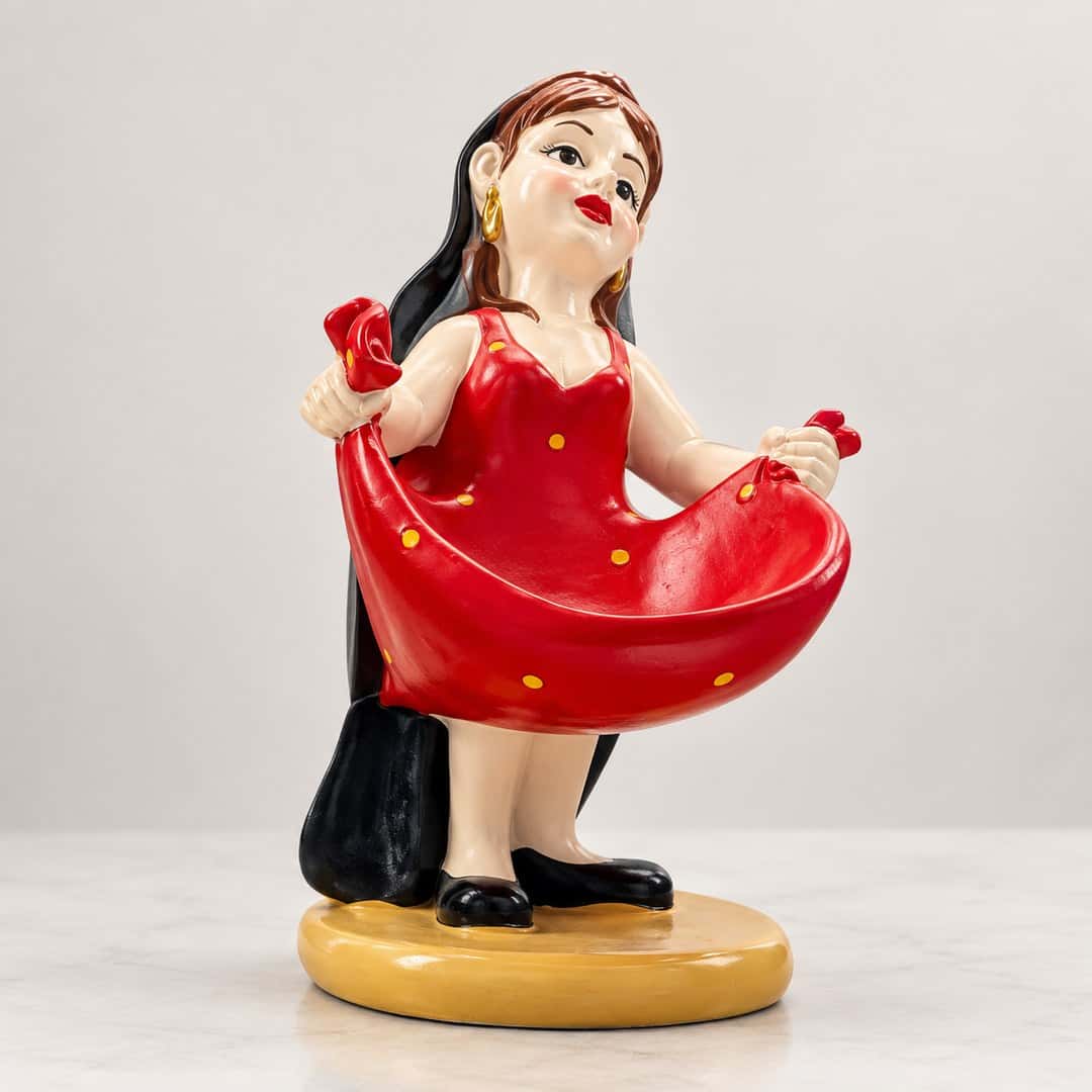 Retro Woman in Red Dress Figurine