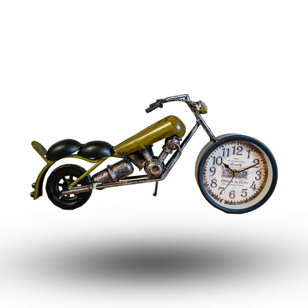 Golden Motorcycle Wheel Desk Clock image 1