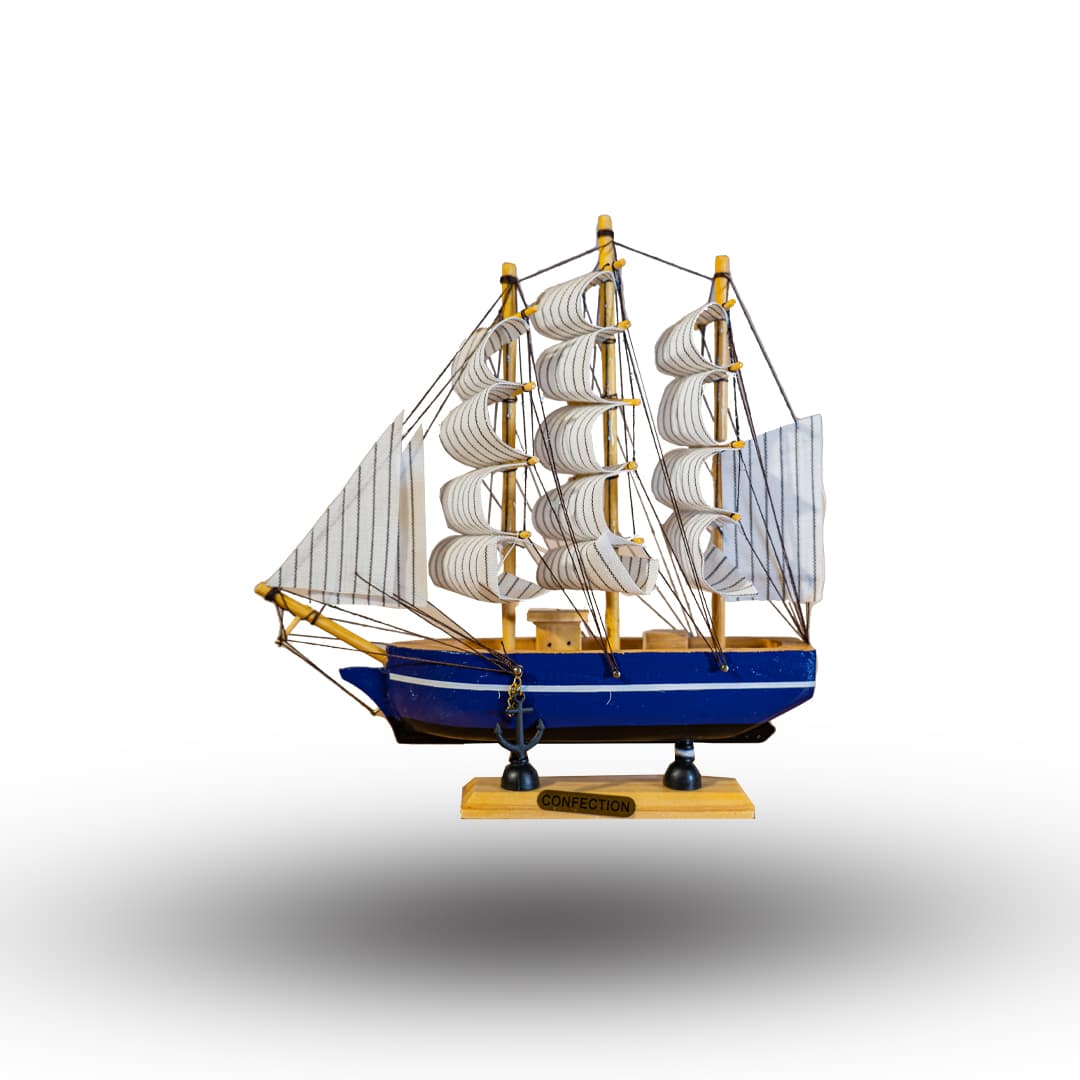 Nautical Blue Galleon Sailboat image 1
