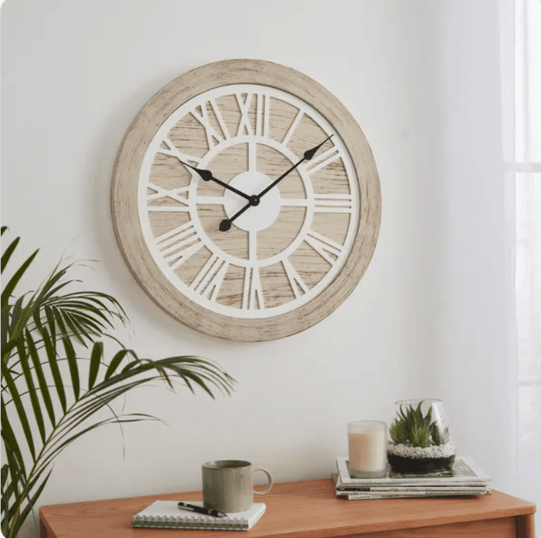 Washed Wooden Wall Clock image 1