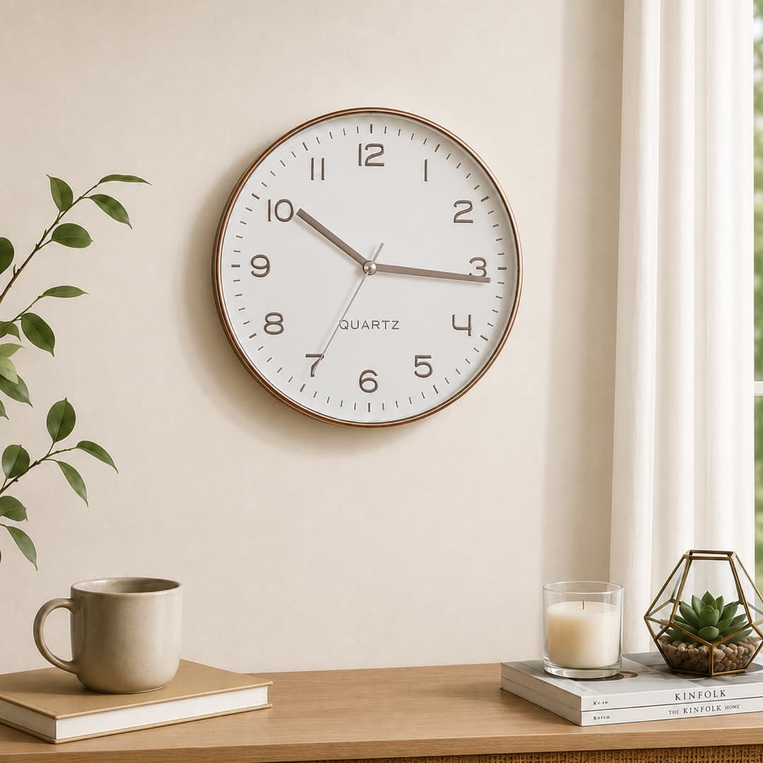 Minimalist Rose Gold Round Wall Clock image 1