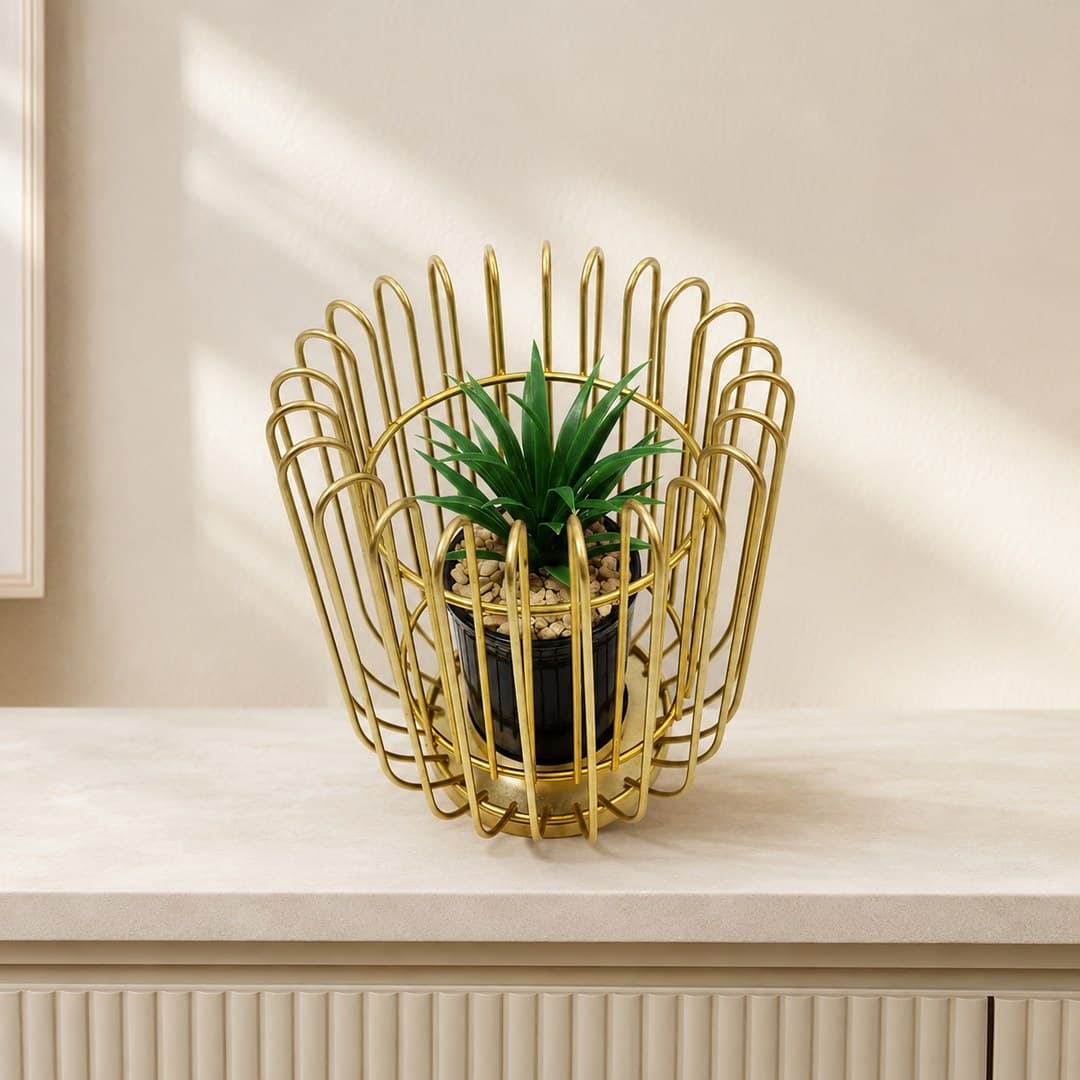 Gold Basket Plant Arrangement image 1