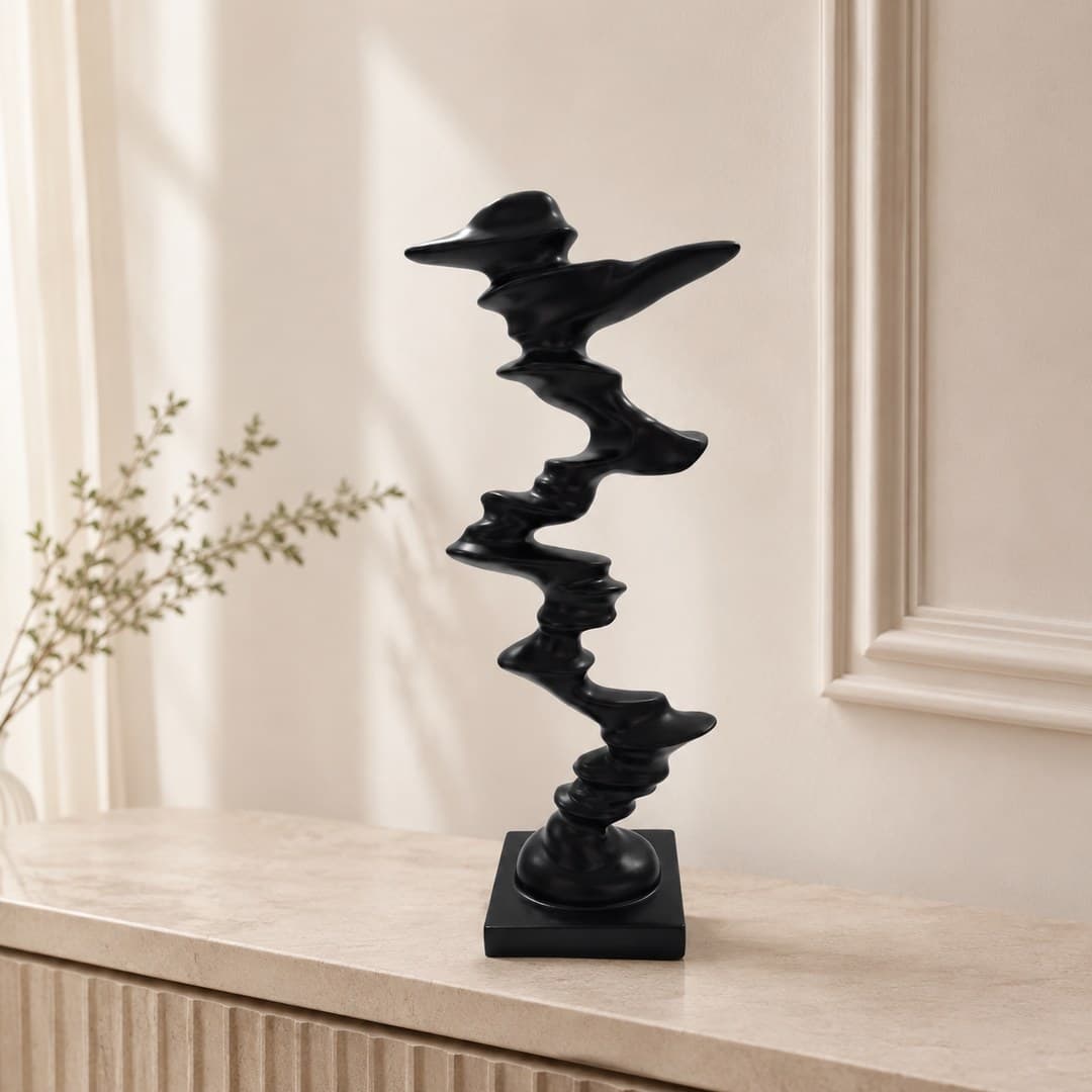 Black Abstract Spiral Sculpture image 1