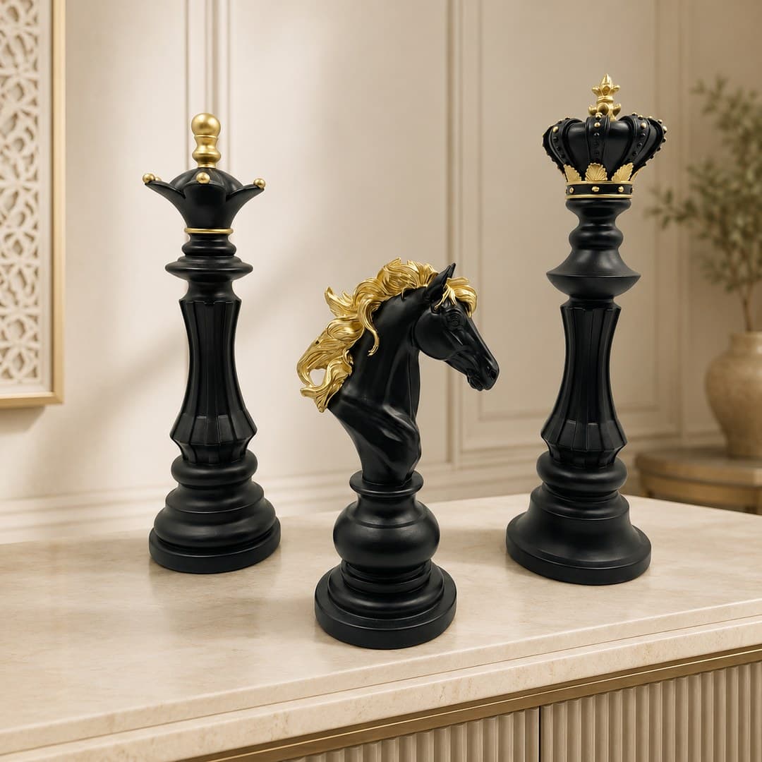 Black Gold Chess Sculpture Set image 1