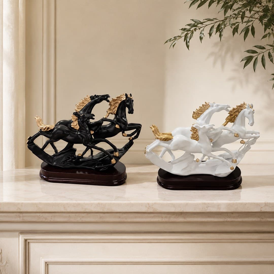 Galloping Horse Sculpture Set image 1