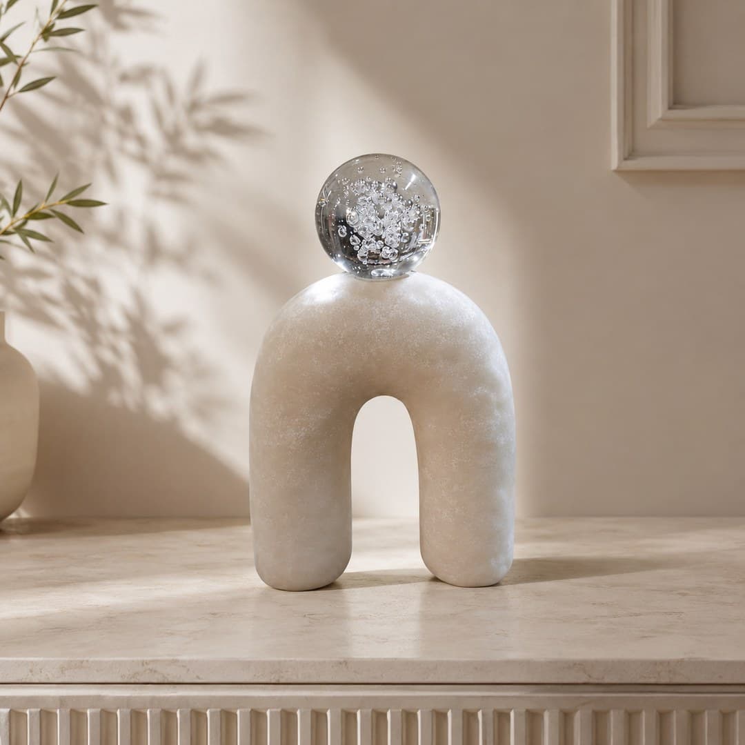 Cream Crystal Orb Arch Sculpture image 1