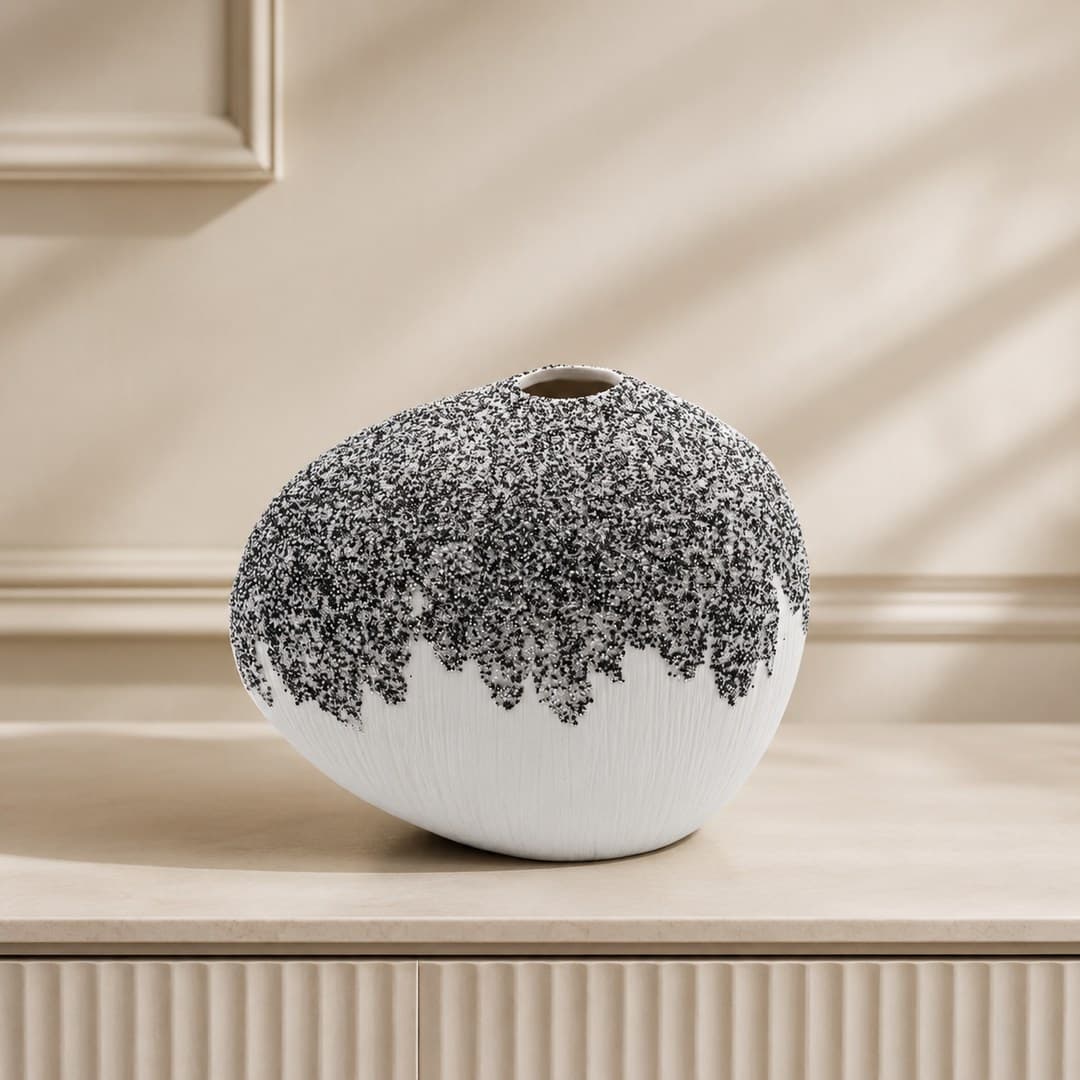 Small White Pampas Ceramic Vase image 1