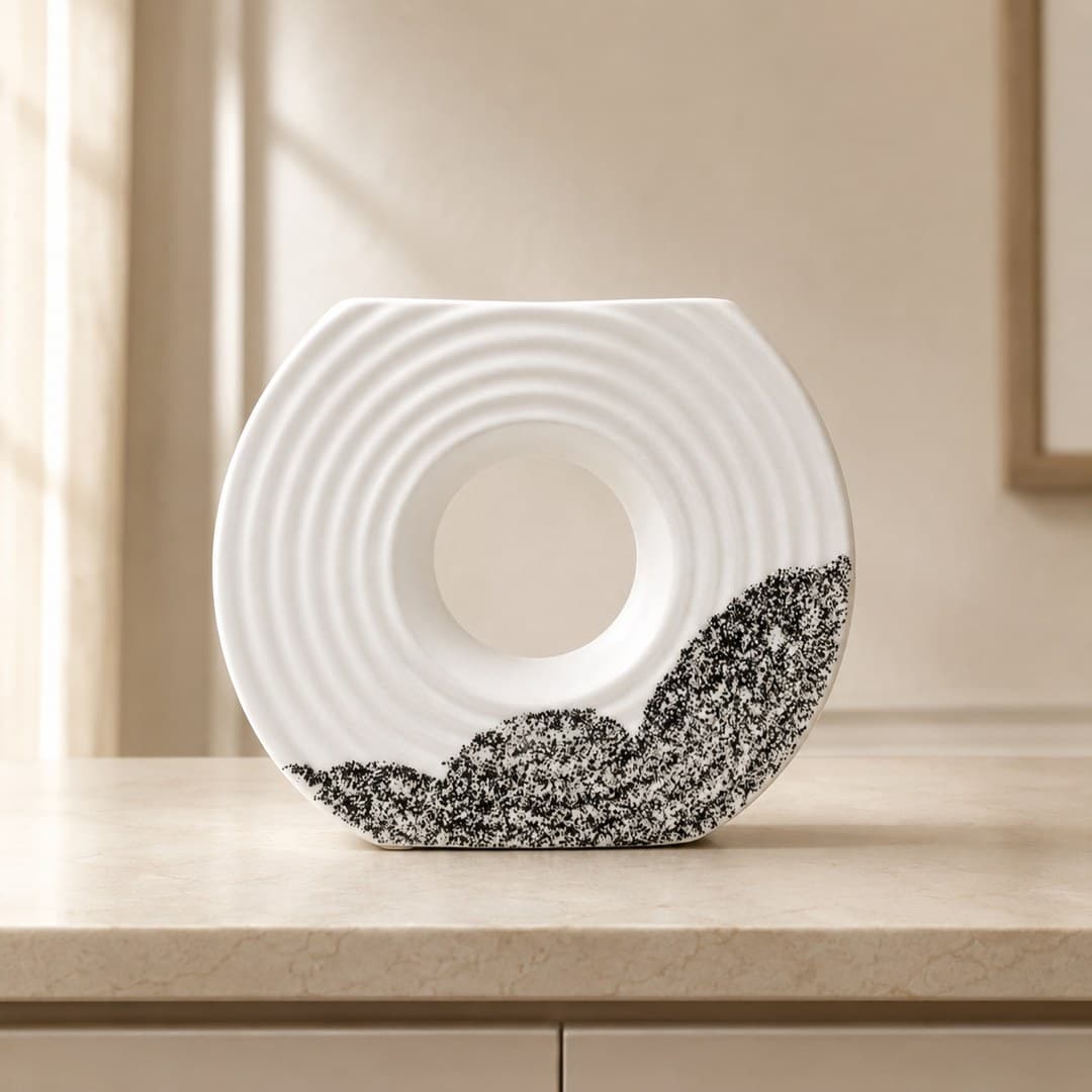 Tall White Twist Vase Pair image 1
