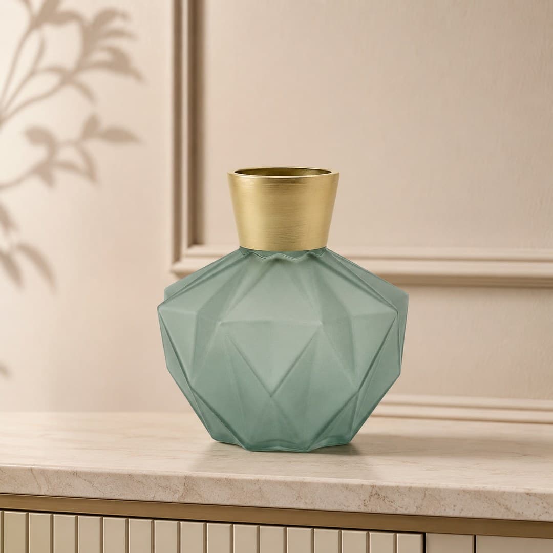Seafoam Geometric Decorative Vase image 1
