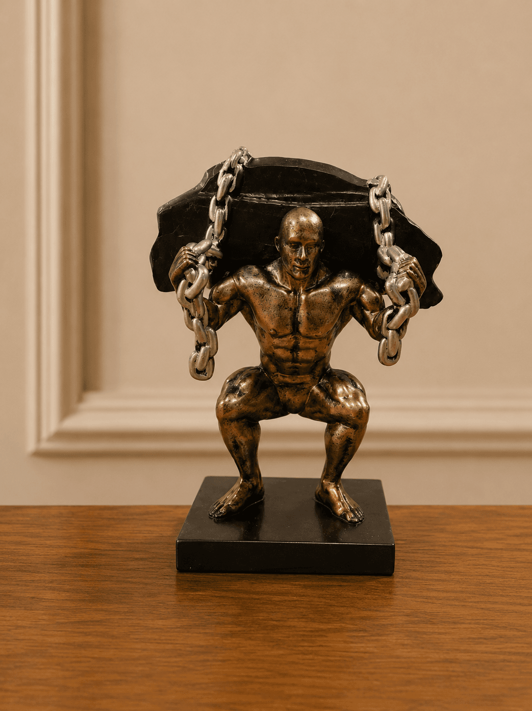 Bronze Strongman Chain Sculpture image 1