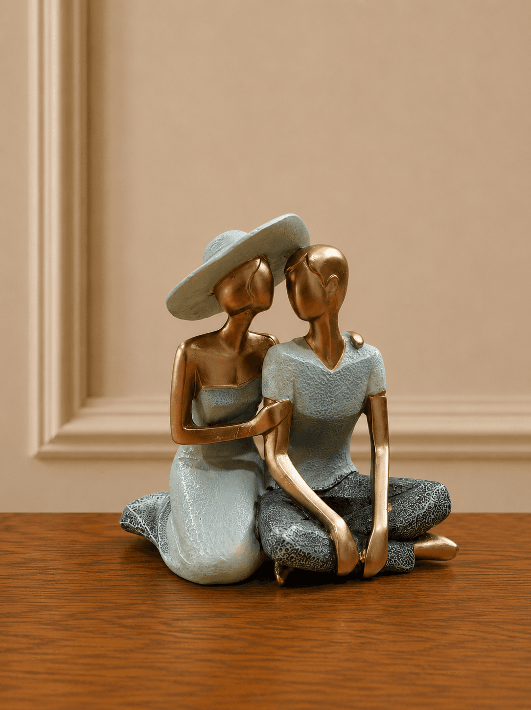 Blue Gold Couple Figurine image 1