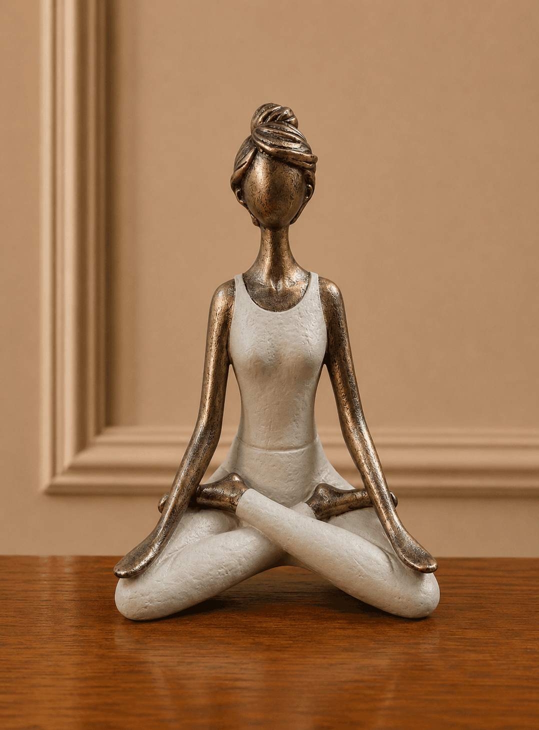 Cream Bronze Yoga Figurine image 1