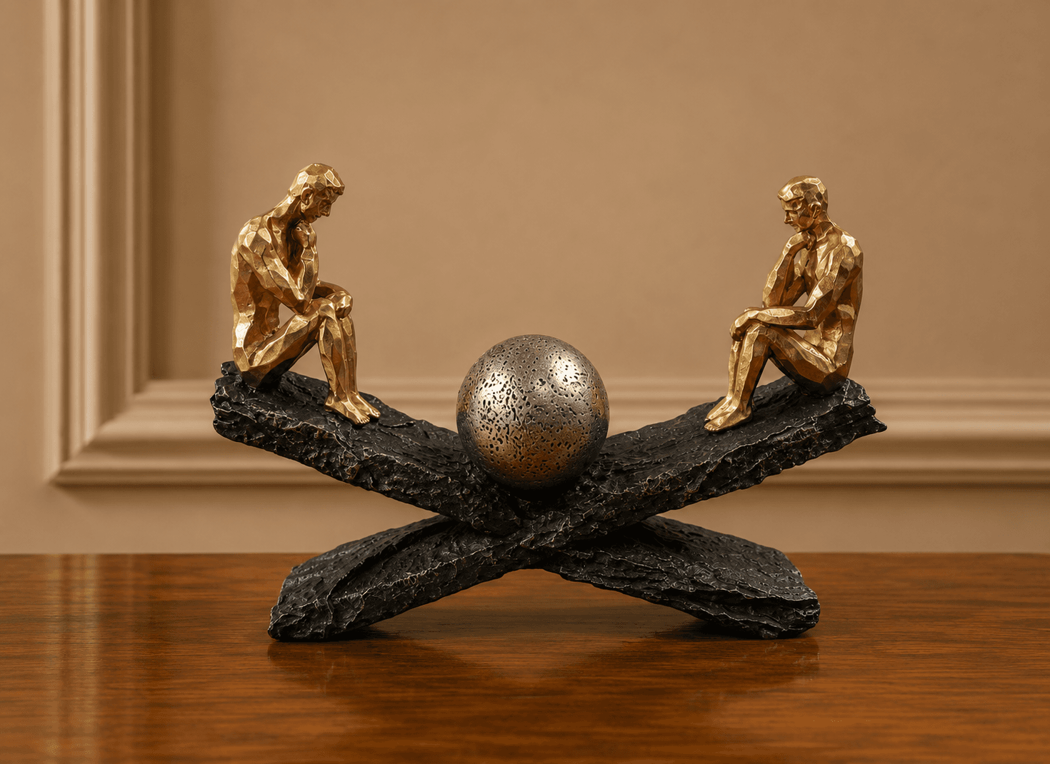 Gold Thinker Balance Sculpture image 1
