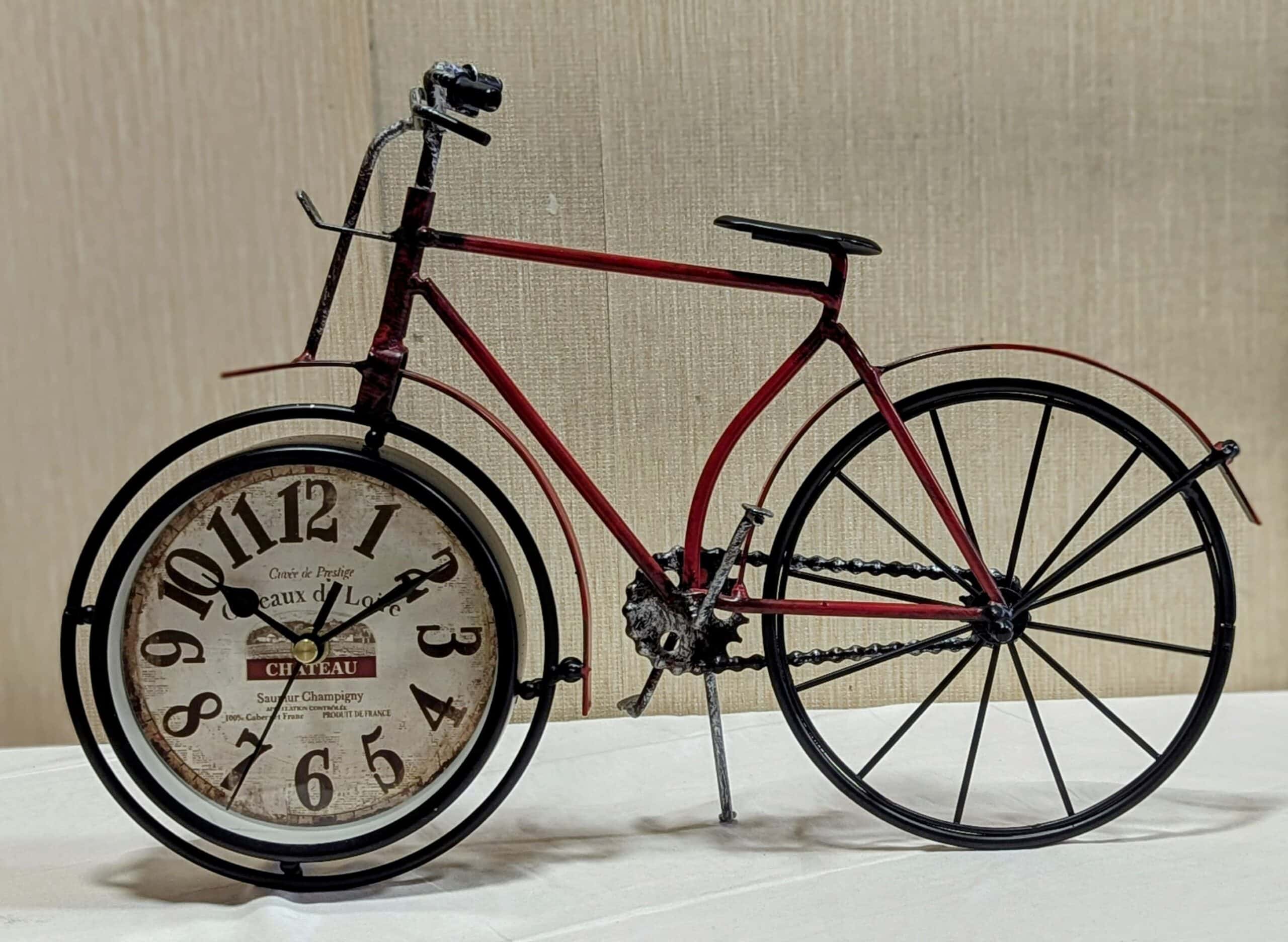 Distressed Red Metal Table Clock