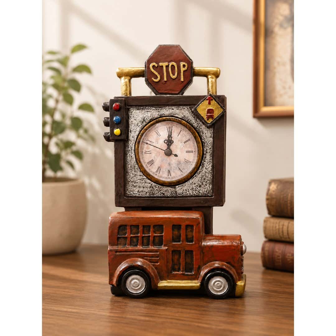 Vintage Bus Traffic Signal Table Clock