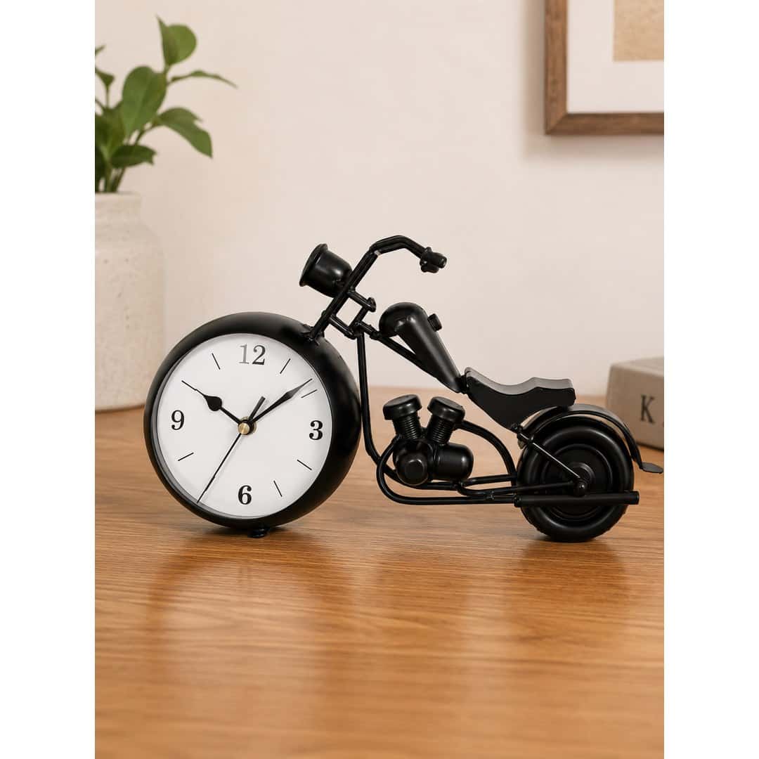 Black Motorcycle Table Clock